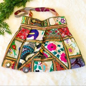 Blue Sky Indian Embroidered Textile Shoulder Bag